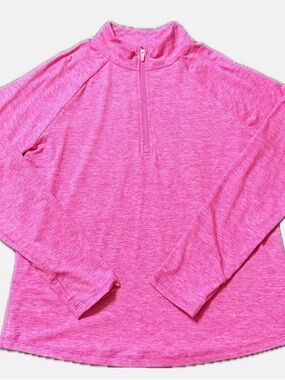 Girls Bright Pink Half-Zip Active Pullover